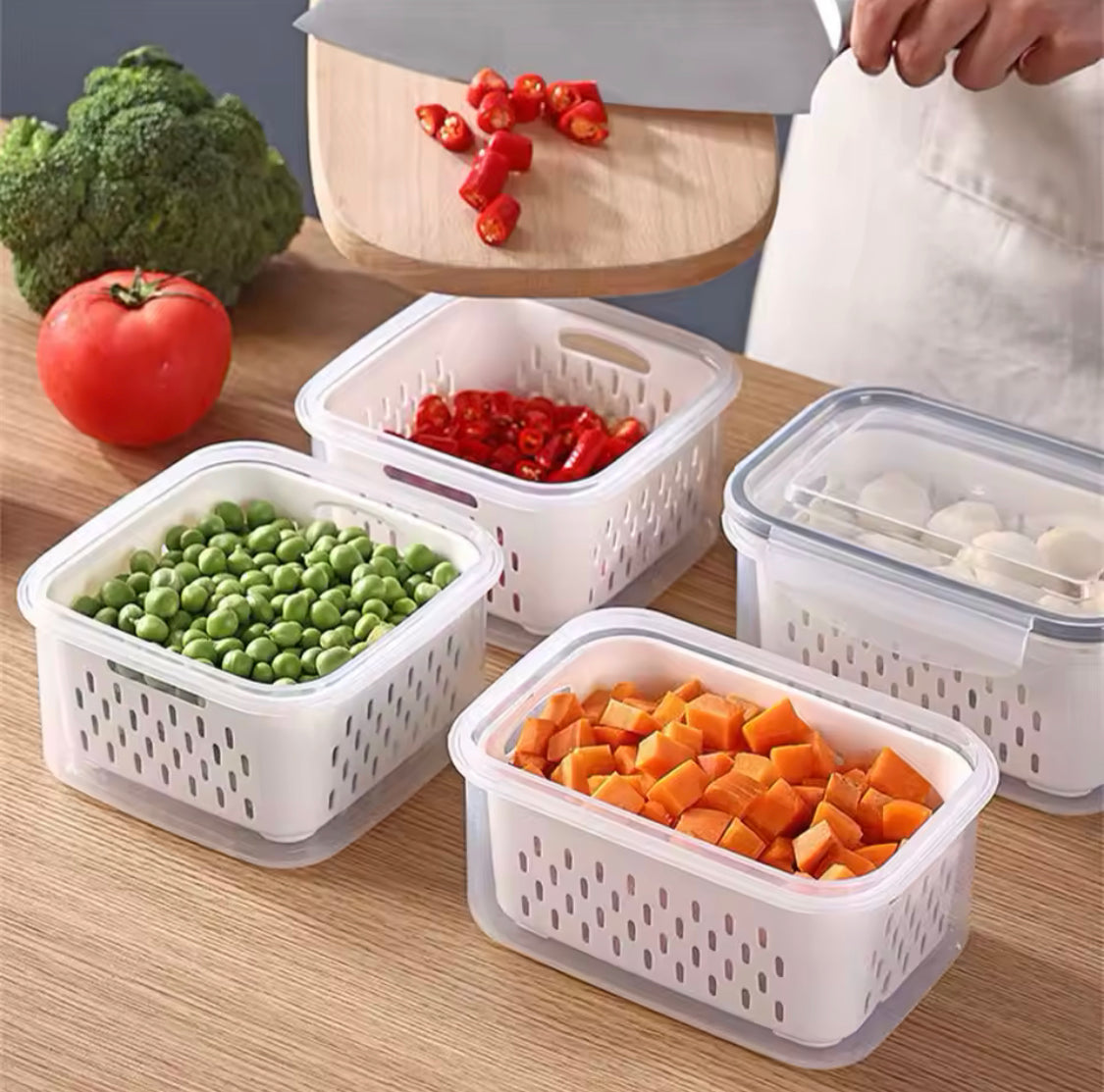 3Pcs Food Storage Containers with Lids, Fridge Container Box With Lid, Multifunctional Kitchen Accessories 3Pcs Food Storage Containers with Lids, Fridge Container Box With Lid, Multifunctional Kitchen Accessories